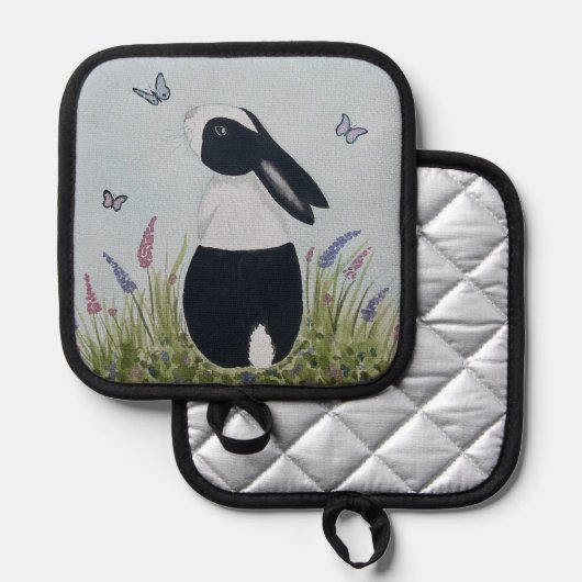 Watercolour Dutch Bunny Rabbit Pannenlap (Voorkant / Achterkant)