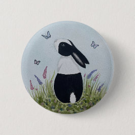 Watercolour Dutch Bunny Rabbit Ronde Button 5,7 Cm