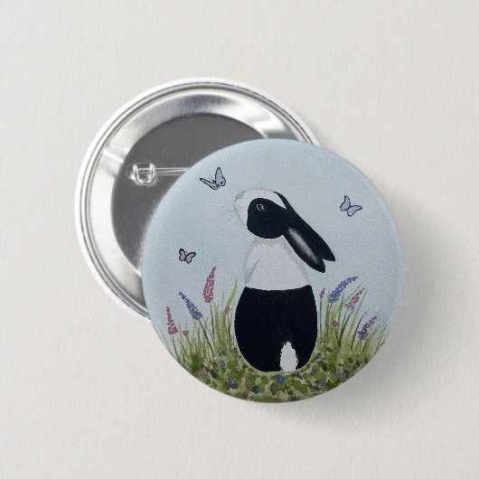 Watercolour Dutch Bunny Rabbit Ronde Button 5,7 Cm (Voorkant /achterkant)