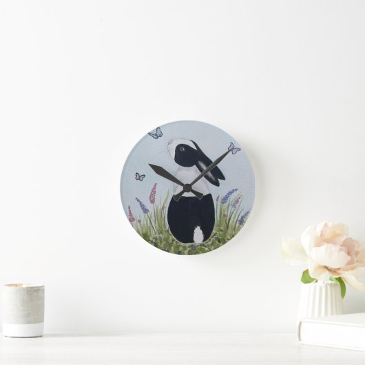 Watercolour Dutch Bunny Rabbit Ronde Klok (Huis)