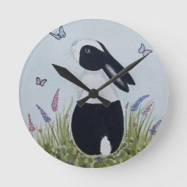 Watercolour Dutch Bunny Rabbit Ronde Klok