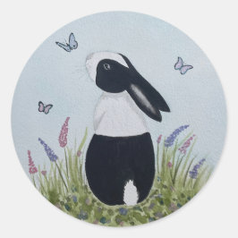 Watercolour Dutch Bunny Rabbit Ronde Sticker