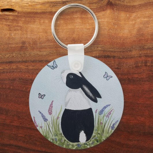 Watercolour Dutch Bunny Rabbit Sleutelhanger (Achterkant)