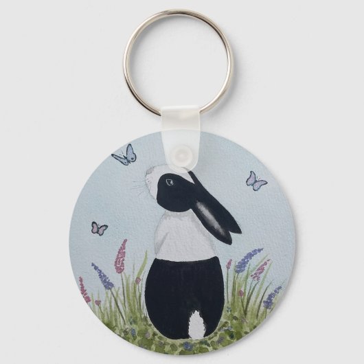 Watercolour Dutch Bunny Rabbit Sleutelhanger (Achterkant)