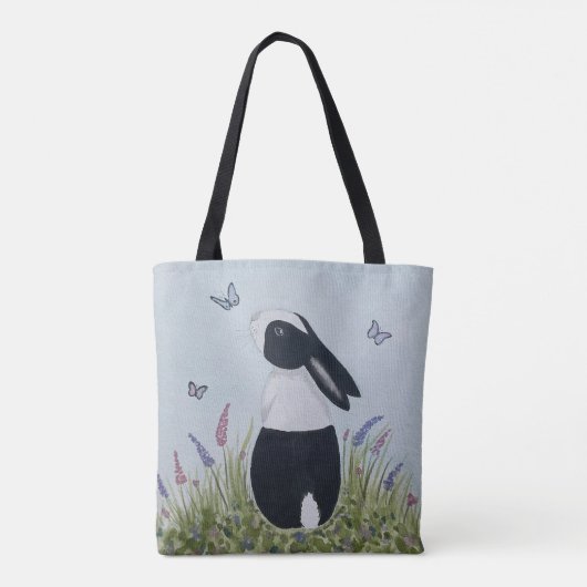 Watercolour Dutch Bunny Rabbit Tote Bag (Achterkant)