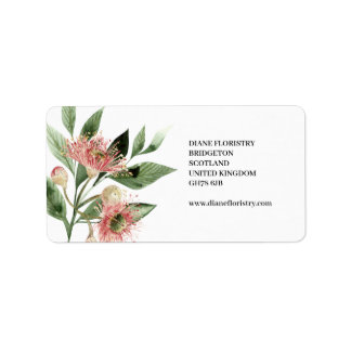 Watercolour Exotic Flower & Green Leaf Etiket
