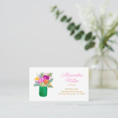 Watercolour Floral Bouquet Florist Visitekaartje (Staand voorkant)