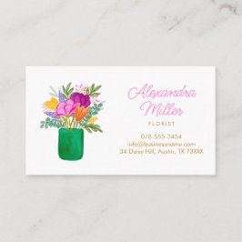 Watercolour Floral Bouquet Florist Visitekaartje