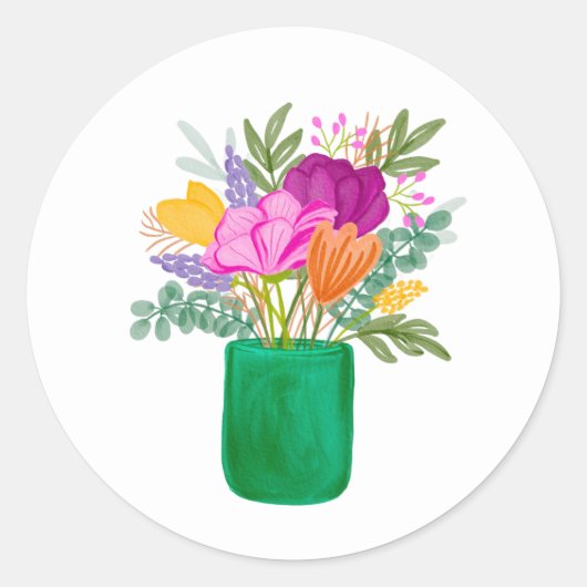 Watercolour Floral Bouquet Sticker (Voorkant)