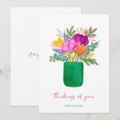 Watercolour Floral Bouquet Thinking of You Bedankkaart (Voorkant / Achterkant)