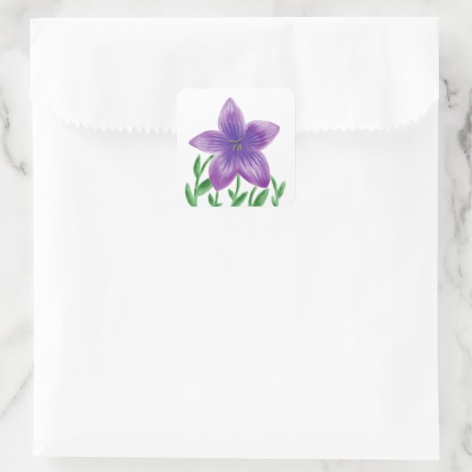 Watercolour flower lavender vierkante sticker (Tas)