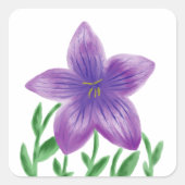 Watercolour flower lavender vierkante sticker (Voorkant)