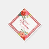 Watercolour Flowers Red Gingham Rustic Christmas Servet (Hoek)
