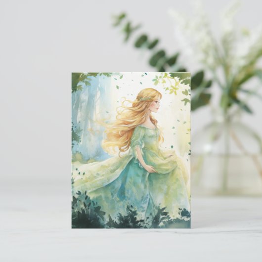 Watercolour Forest Princess Briefkaart (Staand voorkant)