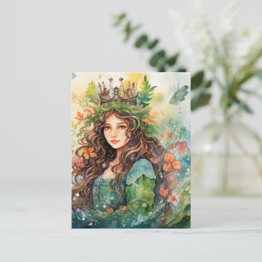 Watercolour Forest Princess Briefkaart (Staand voorkant)
