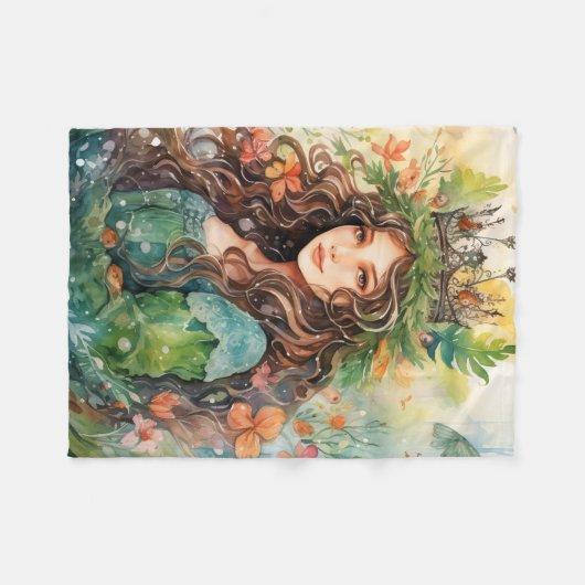 Watercolour Forest Princess Fleece Deken (Voorkant (Horizontaal))