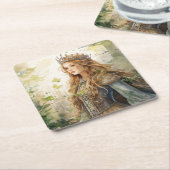 Watercolour Forest Princess Kartonnen Onderzetters (Schuin)