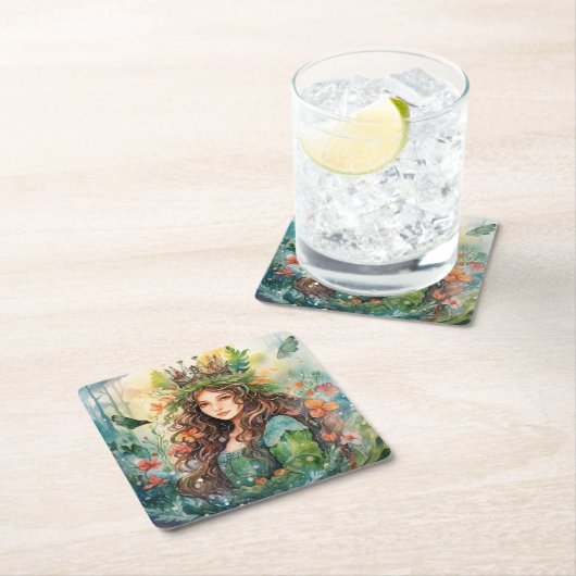 Watercolour Forest Princess Kartonnen Onderzetters (Insitu)