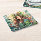 Watercolour Forest Princess Kartonnen Onderzetters (Schuin)