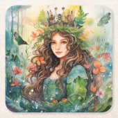 Watercolour Forest Princess Kartonnen Onderzetters (Voorkant)
