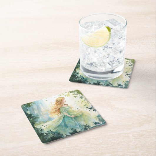 Watercolour Forest Princess Kartonnen Onderzetters (Insitu)