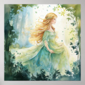 Watercolour Forest Princess Poster (Voorkant)