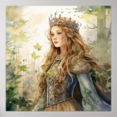 Watercolour Forest Princess Poster (Voorkant)