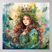 Watercolour Forest Princess Poster (Voorkant)