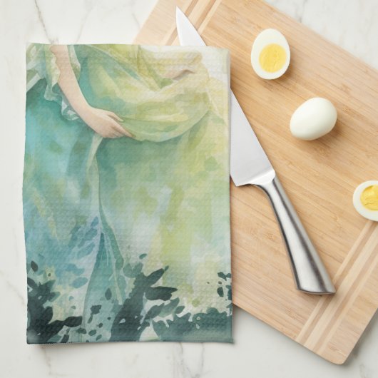 Watercolour Forest Princess Theedoek (Quarter Fold)