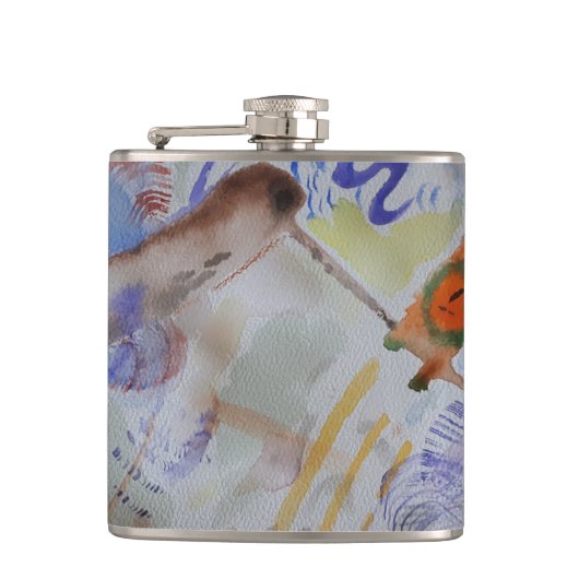 Watercolour Hummingbird Vinyl Wrapped Flask Heupfles (Voorkant)