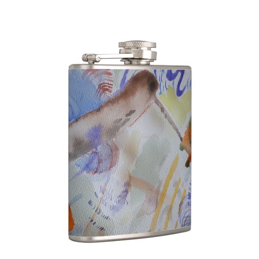 Watercolour Hummingbird Vinyl Wrapped Flask Heupfles (Rechts)