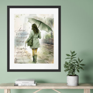 Watercolour Inspirerende Spreuk Hoop in de Regen Poster