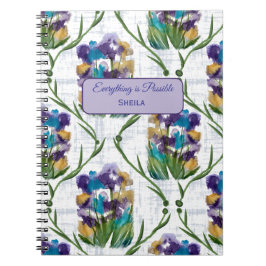 Watercolour Iris Floral Wreath Notebook Notitieboek
