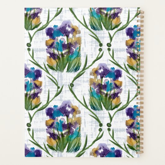 Watercolour Iris Floral Wreath Notebook Planner (Achterkant)