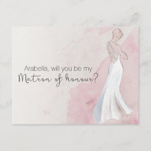 Watercolour jurk "Wil je mijn getuige zijn" Kaart