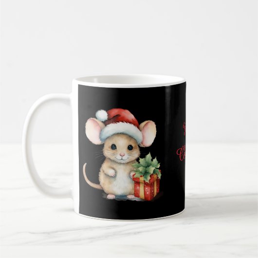 Watercolour Kerst Muis Koffiemok (Links)
