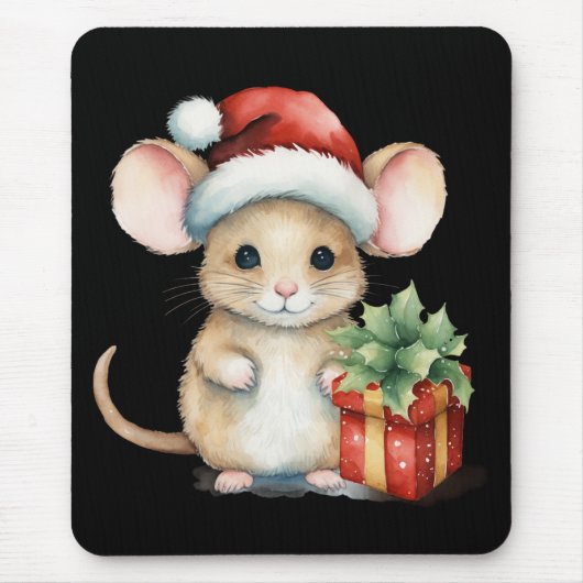 Watercolour Kerst Muis Muismat (Voorkant)