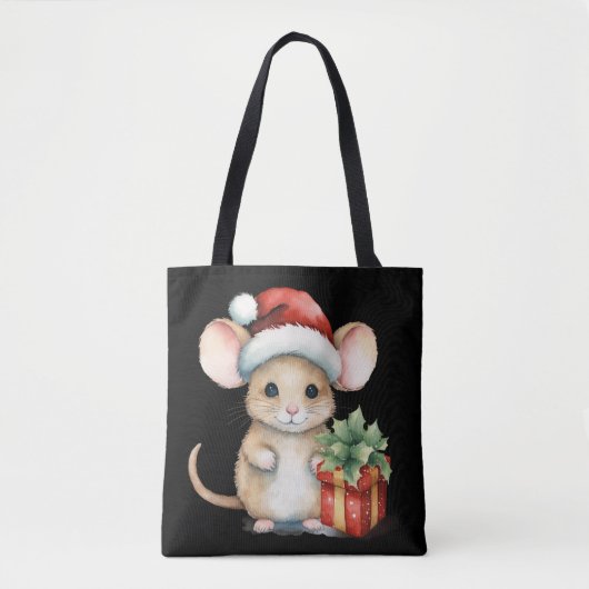 Watercolour Kerst Muis Tote Bag (Voorkant)