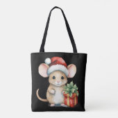 Watercolour Kerst Muis Tote Bag (Achterkant)