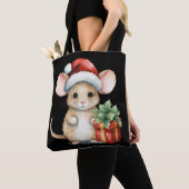 Watercolour Kerst Muis Tote Bag (Dichtbij)