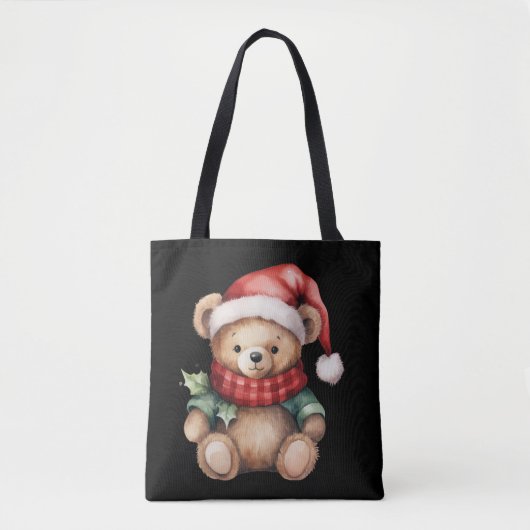 Watercolour Kerst Teddybeer Tote Bag (Voorkant)