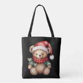Watercolour Kerst Teddybeer Tote Bag (Achterkant)