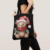 Watercolour Kerst Teddybeer Tote Bag (Dichtbij)