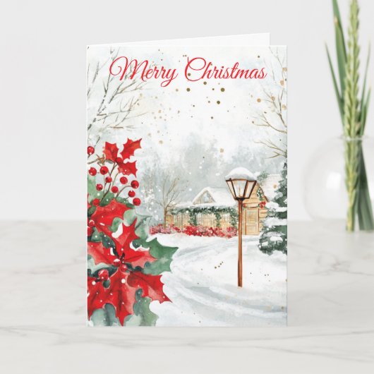 Watercolour Kersttuin Feestdagen Kaart (Voorkant)