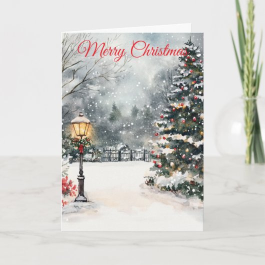 Watercolour Kersttuin Feestdagen Kaart (Voorkant)