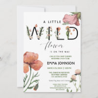 Watercolour Little Wildflower Poppies Baby Shower
