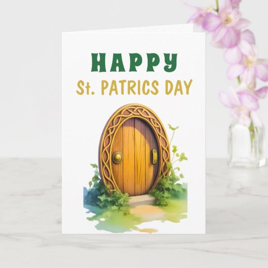 Watercolour Magische Kabouter Deur St Patrick Kaar Kaart (Orchidee)