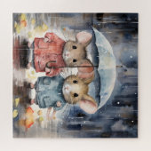 Watercolour Mice in The Rain Legpuzzel (Horizontaal)