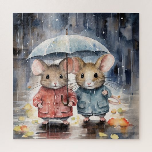 Watercolour Mice in The Rain Legpuzzel (Verticaal)