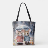 Watercolour Mice in The Rain Tote Bag (Achterkant)